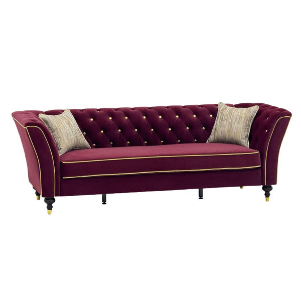 English Elm Fx-P32-Wr Chesterfield Sofa Tufted Three Seat Rolled Arm Upholstered Living Room Couch W576P543613