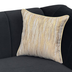English Elm Fx-P33-Bk Black Velvet Three Seat Sofa with Gold Trim and Channel Tufted Back W576P544228