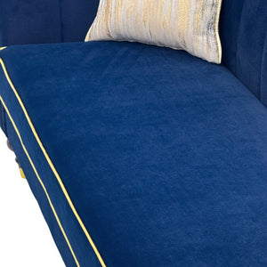 English Elm Fx-P33-Rb Velvet Three Seat Sofa with Channel Tufting Gold Legs and Rolled Arms W576P544229