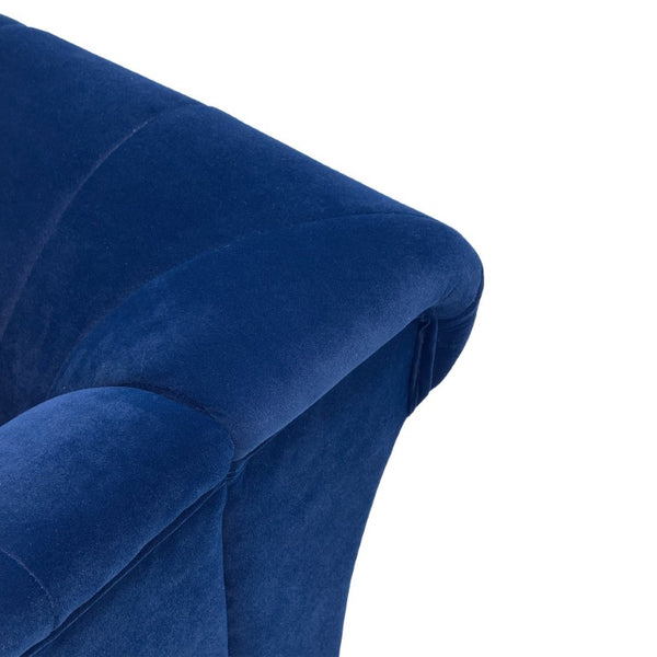 English Elm Fx-P33-Rb Velvet Three Seat Sofa with Channel Tufting Gold Legs and Rolled Arms W576P544229