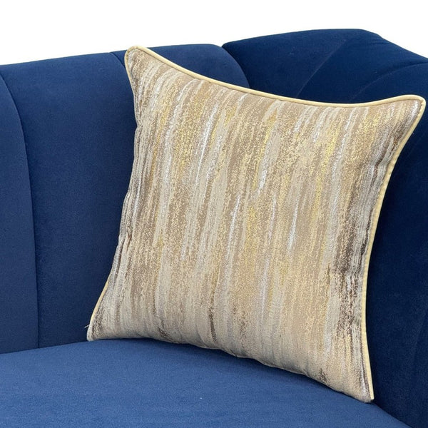 English Elm Fx-P33-Rb Velvet Three Seat Sofa with Channel Tufting Gold Legs and Rolled Arms W576P544229