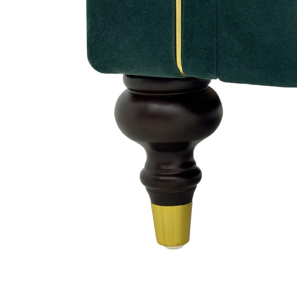 English Elm Fx-P33-Rg Emerald Velvet 3 Seat Sofa Channel Tufted Back Gold Leg Living Room W576P544230