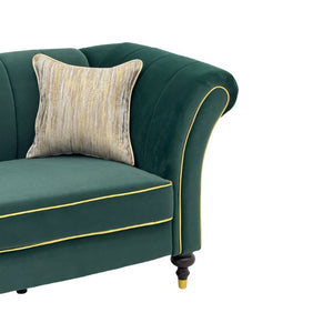 English Elm Fx-P33-Rg Emerald Velvet 3 Seat Sofa Channel Tufted Back Gold Leg Living Room W576P544230