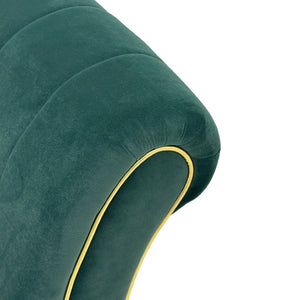 English Elm Fx-P33-Rg Emerald Velvet 3 Seat Sofa Channel Tufted Back Gold Leg Living Room W576P544230