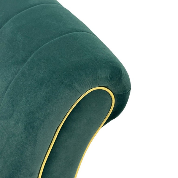 English Elm Fx-P33-Rg Emerald Velvet 3 Seat Sofa Channel Tufted Back Gold Leg Living Room W576P544230