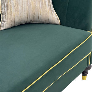 English Elm Fx-P33-Rg Emerald Velvet 3 Seat Sofa Channel Tufted Back Gold Leg Living Room W576P544230