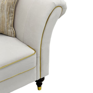 English Elm Fx-P33-Cw Velvet Channel Tufted Sofa with Rolled Arms and Gold Accent Rubberwood Legs W576P544231