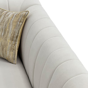 English Elm Fx-P33-Cw Velvet Channel Tufted Sofa with Rolled Arms and Gold Accent Rubberwood Legs W576P544231