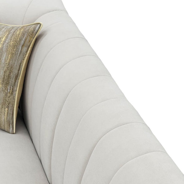English Elm Fx-P33-Cw Velvet Channel Tufted Sofa with Rolled Arms and Gold Accent Rubberwood Legs W576P544231