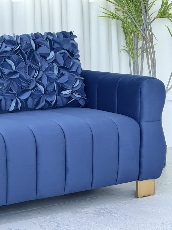 English Elm Fx-P56-Rbh Velvet Sofa with Pleated Backrest and Golden Legs for Modern Living Rooms W576S00179