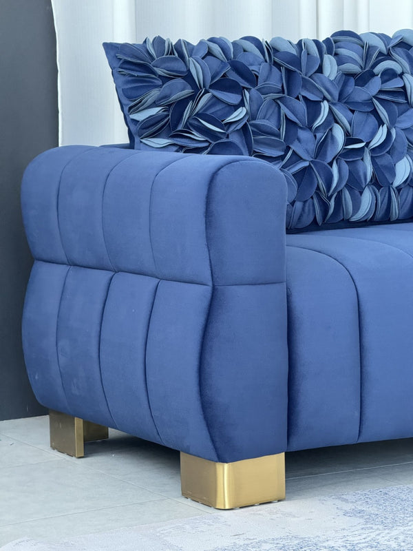 English Elm Fx-P56-Rbh Velvet Sofa with Pleated Backrest and Golden Legs for Modern Living Rooms W576S00179