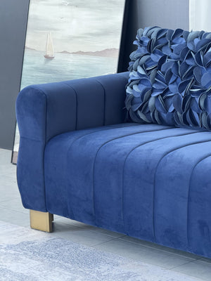 English Elm Fx-P56-Rbh Velvet Sofa with Pleated Backrest and Golden Legs for Modern Living Rooms W576S00179