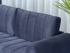 English Elm Fx-p56-bkt Pleated Black Velvet Sofa with Gold Legs for Modern Living Rooms W576S00184