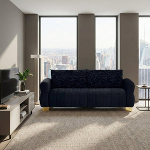 English Elm Fx-P56-Bkh Velvet Sofa with Golden Legs Glam Living Room Seating Modern Comfort W576S00236