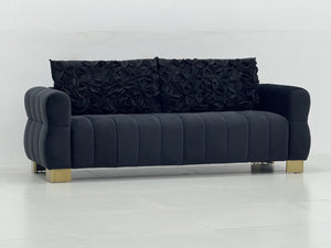 English Elm Fx-P56-Bkh Velvet Sofa with Golden Legs Glam Living Room Seating Modern Comfort W576S00236