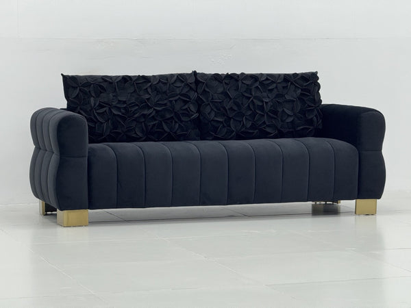 English Elm Fx-P56-Bkh Velvet Sofa with Golden Legs Glam Living Room Seating Modern Comfort W576S00236