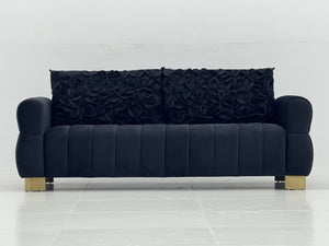English Elm Fx-P56-Bkh Velvet Sofa with Golden Legs Glam Living Room Seating Modern Comfort W576S00236
