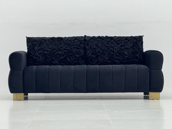 English Elm Fx-P56-Bkh Velvet Sofa with Golden Legs Glam Living Room Seating Modern Comfort W576S00236
