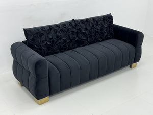 English Elm Fx-P56-Bkh Velvet Sofa with Golden Legs Glam Living Room Seating Modern Comfort W576S00236