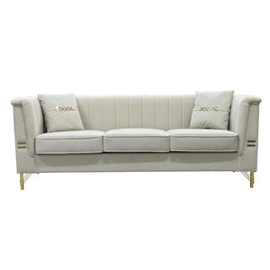 English Elm Instaed Tufted Velvet Sofa Set Two 3-Seat Pieces with Gold Legs for Modern Living W576S00272
