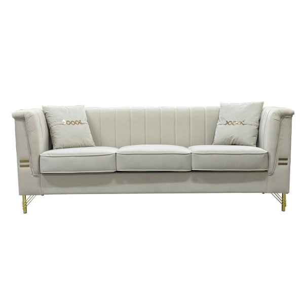 English Elm Instaed Tufted Velvet Sofa Set Two 3-Seat Pieces with Gold Legs for Modern Living W576S00272