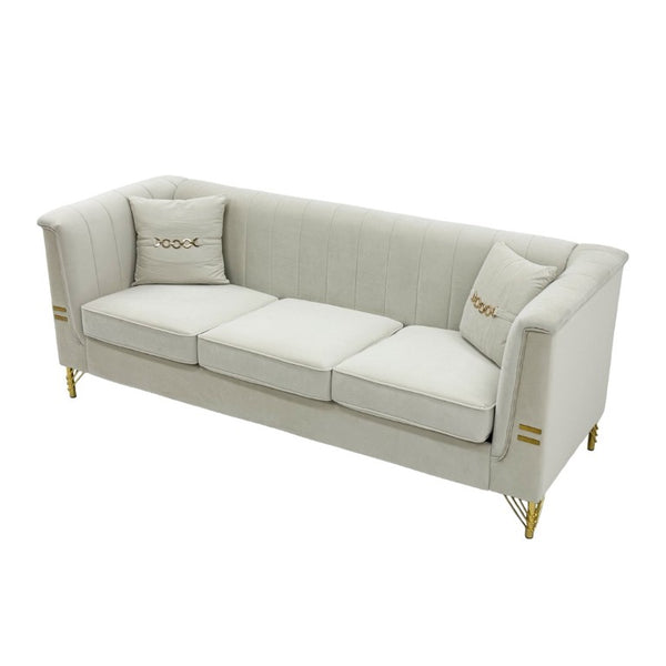 English Elm Instaed Tufted Velvet Sofa Set Two 3-Seat Pieces with Gold Legs for Modern Living W576S00272