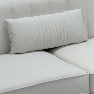 English Elm Fx-P11-Bk-2Pc Velvet Channel Tufted Sofa Set with Gold Legs for Glam Living Rooms Cream White W576S00273