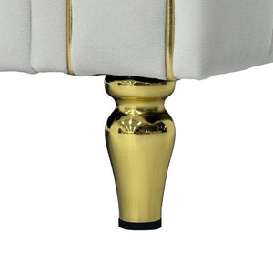 English Elm Fx-P11-Bk-2Pc Velvet Channel Tufted Sofa Set with Gold Legs for Glam Living Rooms Cream White W576S00273