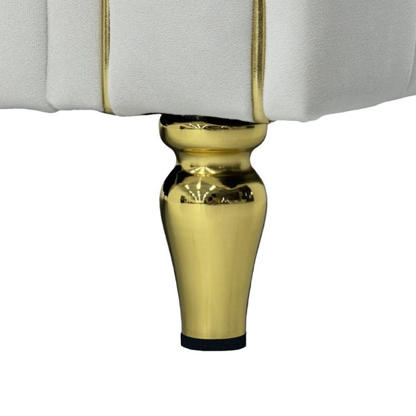 English Elm Fx-P11-Bk-2Pc Velvet Channel Tufted Sofa Set with Gold Legs for Glam Living Rooms Cream White W576S00273