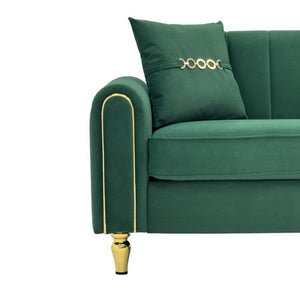 English Elm Fx-P11-Rb-2Pc Velvet Two Piece Sofa Set with Gold Legs Modern Living Room Seating Green W576S00274