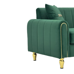 English Elm Fx-P11-Rb-2Pc Velvet Two Piece Sofa Set with Gold Legs Modern Living Room Seating Green W576S00274