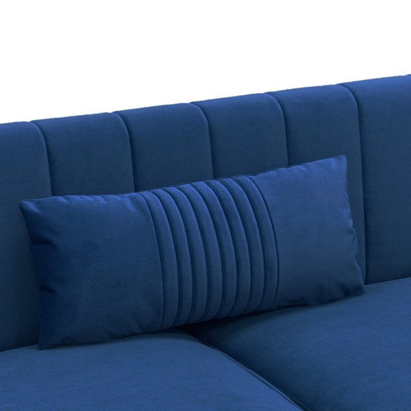 English Elm Fx-P11-Rb-2Pc Velvet Two Piece Sofa Set with Gold Legs Modern Living Room Seating Blue W576S00275