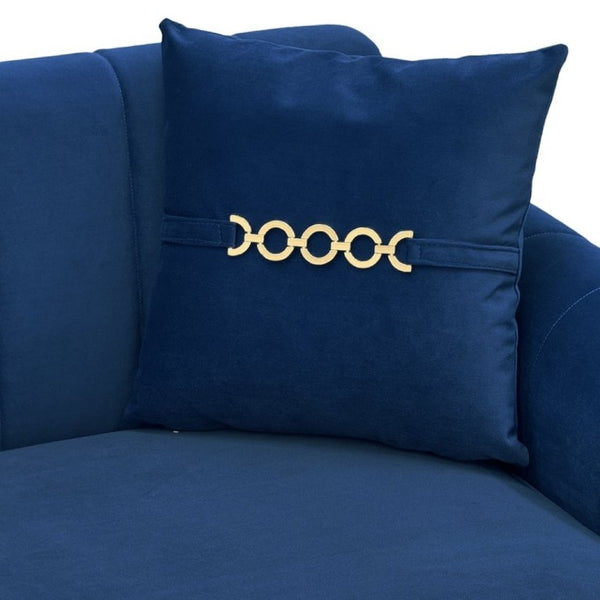 English Elm Fx-P11-Rb-2Pc Velvet Two Piece Sofa Set with Gold Legs Modern Living Room Seating Blue W576S00275