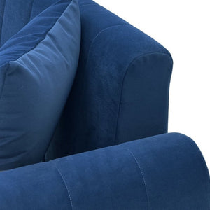 English Elm Fx-P11-Rb-2Pc Velvet Two Piece Sofa Set with Gold Legs Modern Living Room Seating Blue W576S00275
