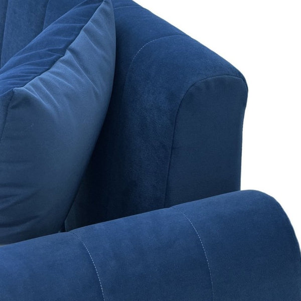 English Elm Fx-P11-Rb-2Pc Velvet Two Piece Sofa Set with Gold Legs Modern Living Room Seating Blue W576S00275