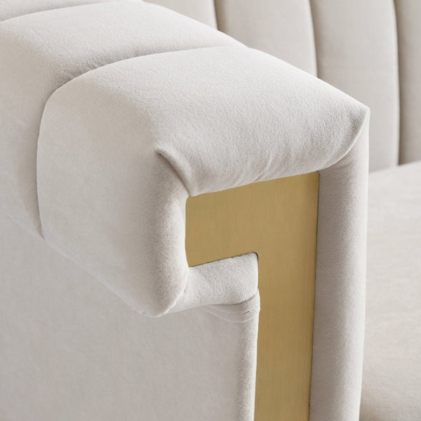English Elm Fx-P81b-Bu-2Pc-Sofa Velvet Tufted Living Room Set with Gold Steel Legs Glam Seating Cream Beige W576S00277