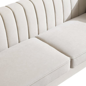 English Elm Fx-P81b-Bu-2Pc-Sofa Velvet Tufted Living Room Set with Gold Steel Legs Glam Seating Cream Beige W576S00277