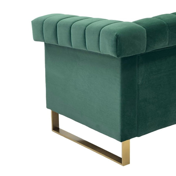 English Elm Fx-P81b-Bk-2Pc-Sofa Velvet Chesterfield Sofa Set with Gold Legs Channel Tufted Luxury Green W576S00280
