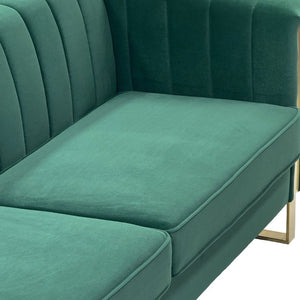 English Elm Fx-P81b-Bk-2Pc-Sofa Velvet Chesterfield Sofa Set with Gold Legs Channel Tufted Luxury Green W576S00280