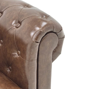 English Elm Fx-P80pb-Pubr-2Pc Chesterfield Tufted PU Leather Sofa Set with Rolled Arms and Solid Wood Legs Brown W576S00283
