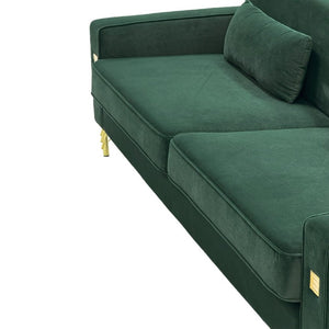 English Elm Fx-P18-Or-2Pcs Velvet Two Piece Sofa Set with Gold Legs for Mid-Century Living Rooms Emerald Green W576S00284