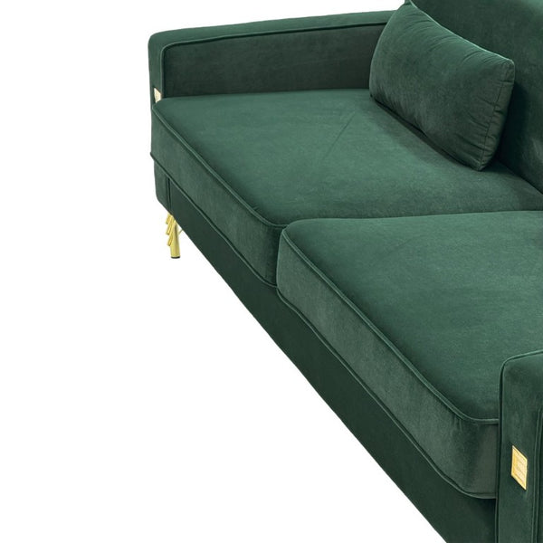 English Elm Fx-P18-Or-2Pcs Velvet Two Piece Sofa Set with Gold Legs for Mid-Century Living Rooms Emerald Green W576S00284