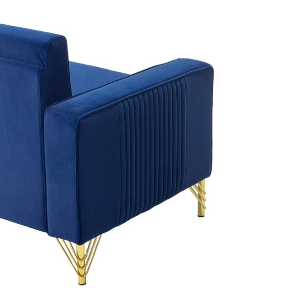 English Elm Fx-P18-Or-2Pcs Velvet Two Piece Sofa Set with Gold Legs for Mid-Century Living Rooms Royal Blue W576S00287