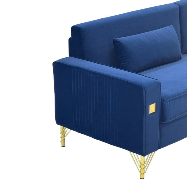 English Elm Fx-P18-Or-2Pcs Velvet Two Piece Sofa Set with Gold Legs for Mid-Century Living Rooms Royal Blue W576S00287