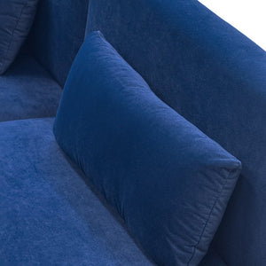 English Elm Fx-P18-Or-2Pcs Velvet Two Piece Sofa Set with Gold Legs for Mid-Century Living Rooms Royal Blue W576S00287