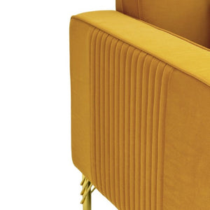 English Elm Fx-P18-Or-2Pcs Velvet Two Piece Sofa Set with Gold Legs for Mid-Century Living Rooms Mustard Yellow W576S00288