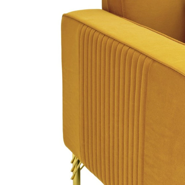 English Elm Fx-P18-Or-2Pcs Velvet Two Piece Sofa Set with Gold Legs for Mid-Century Living Rooms Mustard Yellow W576S00288