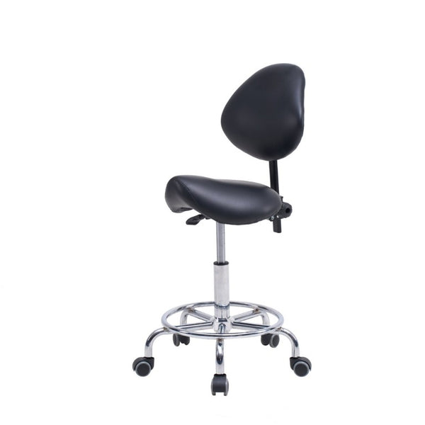 English Elm Saddle Stool Ergonomic Swivel Seat Hydraulic Lift Backrest Footrest for Clinical Use Black W5797P481958
