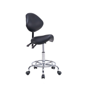 English Elm Saddle Stool Ergonomic Swivel Seat Hydraulic Lift Backrest Footrest for Clinical Use Black W5797P481958