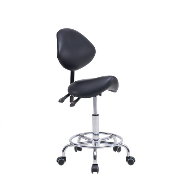 English Elm Saddle Stool Ergonomic Swivel Seat Hydraulic Lift Backrest Footrest for Clinical Use Black W5797P481958